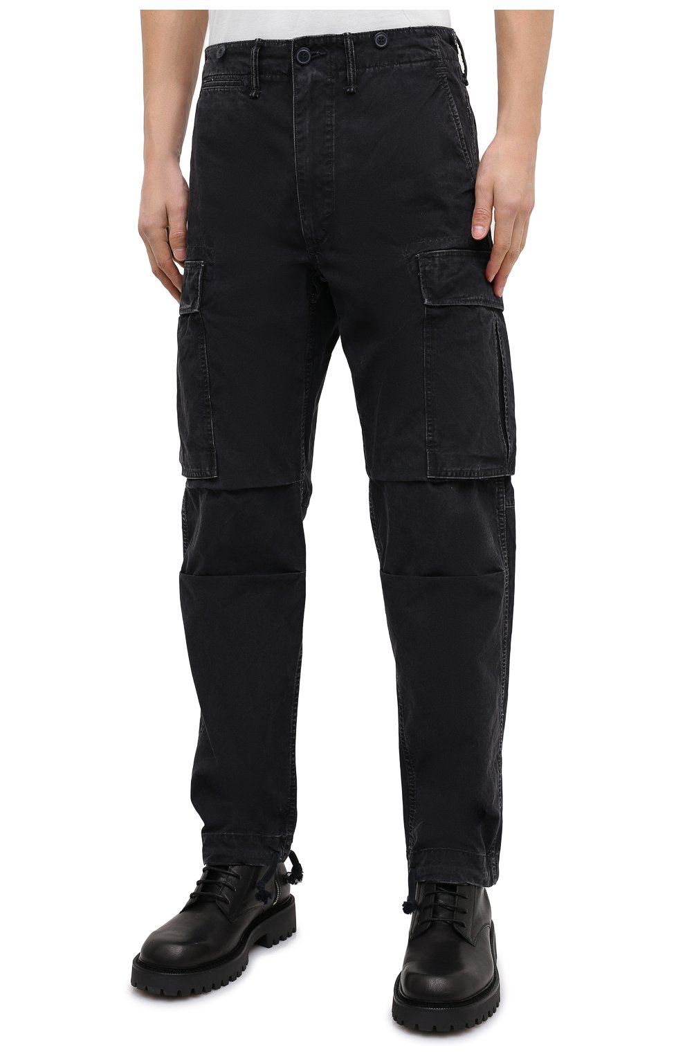 Мужские хлопковые брюки-карго RRL черного цвета, арт. 782796396 | Фото 3 (Силуэт М (брюки): Карго; Длина (брюки, джинсы): Стандартные; Случай: Повседневный; Стили: Гранж; Материал внешний: Хлопок)