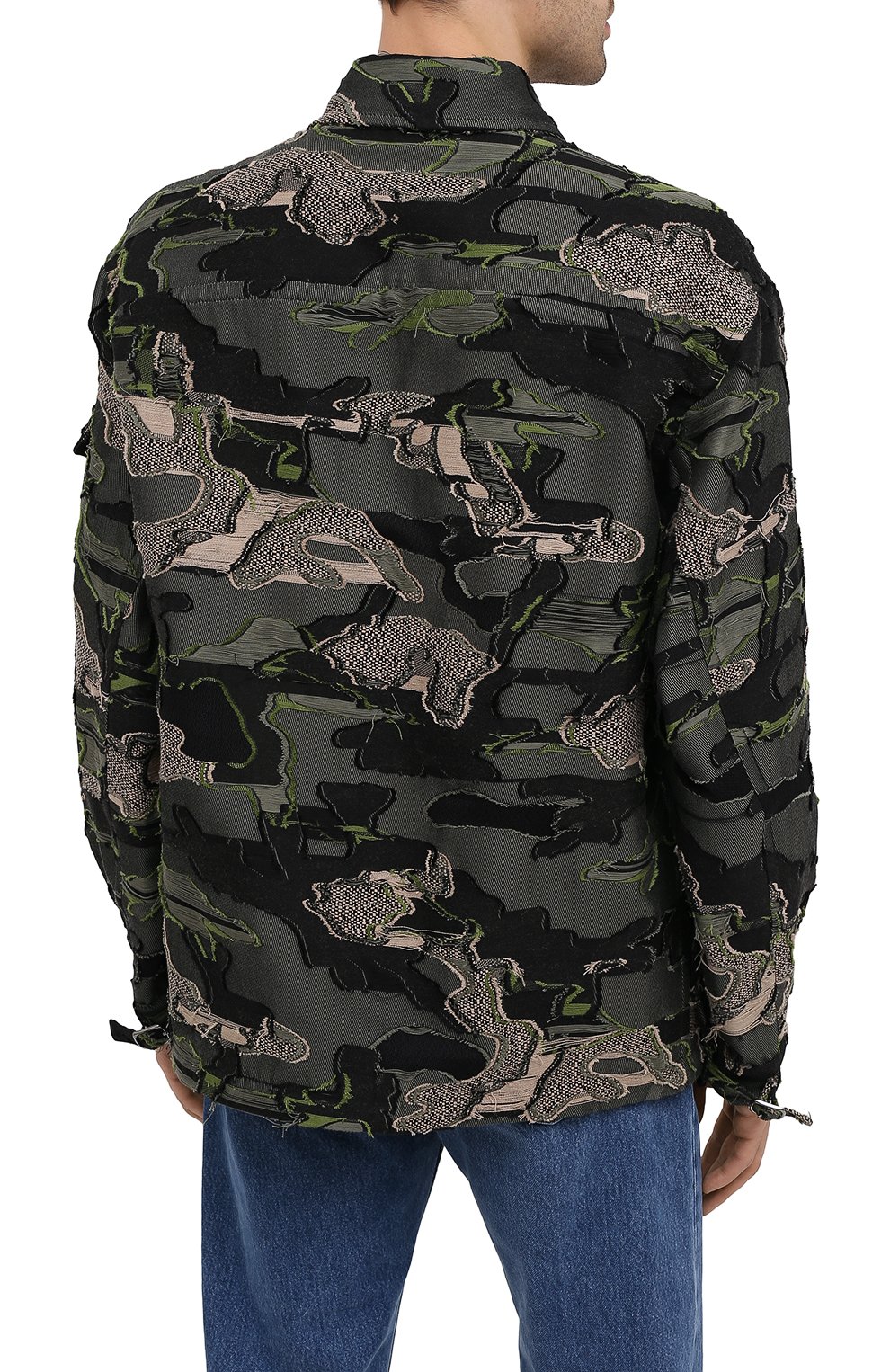 Мужская хлопковая куртка VALENTINO хаки цвета, арт. UV0CJE376QR | Фото 4 (Кросс-КТ: Куртка, Ветровка; Рукава: Длинные; Длина (верхняя одежда): До середины бедра; Стили: Милитари; Материал внешний: Хлопок; Мужское Кросс-КТ: Верхняя одежда)