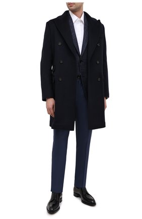 Мужской шерстяные брюки DOLCE & GABBANA синего цвета по цене 69950 руб., арт. GY6IET/FU3QC | Фото 2 Мужской шерстяные брюки DOLCE & GABBANA синего цвета, арт. GY6IET/FU3QC | Фото 2