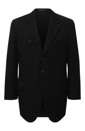 Мужской шерстяной пиджак YOHJI YAMAMOTO черного цвета по цене 219000 руб., арт. HR-J22-100 | Фото 1 Мужской шерстяной пиджак YOHJI YAMAMOTO черного цвета, арт. HR-J22-100 | Фото 1 (Материал подклада: Хлопок; Рукава: Длинные; Длина (для топов): Стандартные; Материал внешний: Шерсть; Случай: Повседневный; Пиджаки М: Прямой; 1-2-бортные: Однобортные; Стили: Кэжуэл)