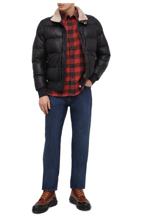 Мужской кожаный пуховый бомбер PARAJUMPERS темно-синего цвета по цене 98250 руб., арт. LE03/ALF | Фото 2 Мужской кожаный пуховый бомбер PARAJUMPERS темно-синего цвета, арт. LE03/ALF | Фото 2