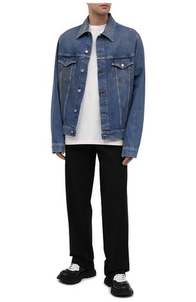 Мужская джинсовая куртка MAISON MARGIELA синего цвета, арт. S50AM0483/S30561 | Фото 2 (Кросс-КТ: Куртка, Деним; Рукава: Длинные; Стили: Гранж; Материал внешний: Хлопок, Деним; Мужское Кросс-КТ: Верхняя одежда; Длина (верхняя одежда): Короткие)