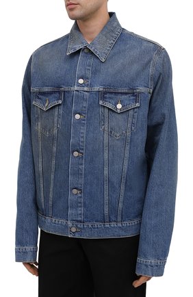 Мужская джинсовая куртка MAISON MARGIELA синего цвета, арт. S50AM0483/S30561 | Фото 3 (Кросс-КТ: Куртка, Деним; Рукава: Длинные; Стили: Гранж; Материал внешний: Хлопок, Деним; Мужское Кросс-КТ: Верхняя одежда; Длина (верхняя одежда): Короткие)