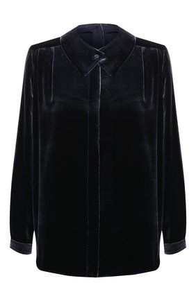 Женская бархатная блузка GIORGIO ARMANI синего цвета по цене 199500 руб., арт. 0WHCCZ44/TZ620 | Фото 1 Женская бархатная блузка GIORGIO ARMANI синего цвета, арт. 0WHCCZ44/TZ620 | Фото 1