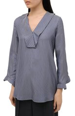 Женская шелковая блузка GIORGIO ARMANI голубого цвета, арт. 0WHCCZ24/TZ618 | Фото 3 (Материал внешний: Шелк; Рукава: Длинные; Принт: Полоска, С принтом; Длина (для топов): Удлиненные; Стили: Романтичный; Женское Кросс-КТ: Блуза-одежда)