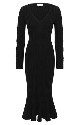 Женское шерстяное платье ALEXANDER MCQUEEN черного цвета по цене 113000 руб., арт. 633684/Q1AQH | Фото 1 Женское шерстяное платье ALEXANDER MCQUEEN черного цвета, арт. 633684/Q1AQH | Фото 1