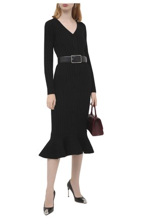 Женское шерстяное платье ALEXANDER MCQUEEN черного цвета по цене 113000 руб., арт. 633684/Q1AQH | Фото 2 Женское шерстяное платье ALEXANDER MCQUEEN черного цвета, арт. 633684/Q1AQH | Фото 2
