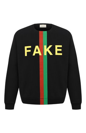 Мужской хлопковый свитшот «fake/not» GUCCI черного цвета по цене 66000 руб., арт. 635847/XJCXY | Фото 1 Мужской хлопковый свитшот «fake/not» GUCCI черного цвета, арт. 635847/XJCXY | Фото 1