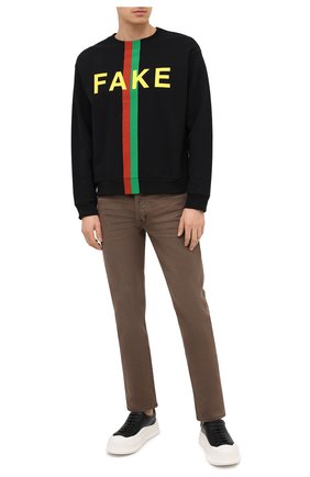 Мужской хлопковый свитшот «fake/not» GUCCI черного цвета по цене 66000 руб., арт. 635847/XJCXY | Фото 2 Мужской хлопковый свитшот «fake/not» GUCCI черного цвета, арт. 635847/XJCXY | Фото 2