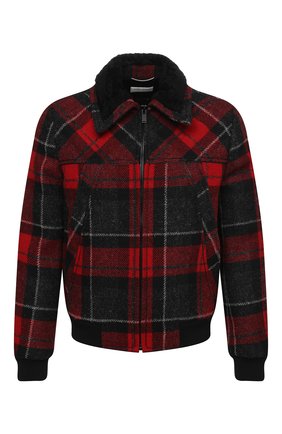 Мужской шерстяной бомбер SAINT LAURENT красного цвета по цене 262000 руб., арт. 615978/Y9B02 | Фото 1 Мужской шерстяной бомбер SAINT LAURENT красного цвета, арт. 615978/Y9B02 | Фото 1