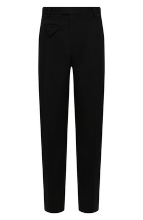 Мужские шерстяные брюки BOTTEGA VENETA черного цвета, арт. 629632/VKIS0 | Фото 1 (Длина (брюки, джинсы): Стандартные; Материал внешний: Шерсть; Случай: Повседневный; Стили: Минимализм)