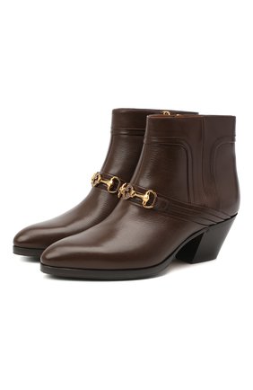 Женские кожаные ботильоны zahara GUCCI коричневого цвета по цене 98600 руб., арт. 617536/D3V00 | Фото 1 Женские кожаные ботильоны zahara GUCCI коричневого цвета, арт. 617536/D3V00 | Фото 1
