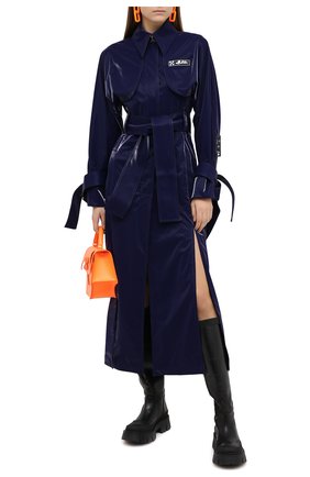 Женский плащ OFF-WHITE синего цвета по цене 164500 руб., арт. 0WEA233F20FAB0024500 | Фото 2 Женский плащ OFF-WHITE синего цвета, арт. 0WEA233F20FAB0024500 | Фото 2