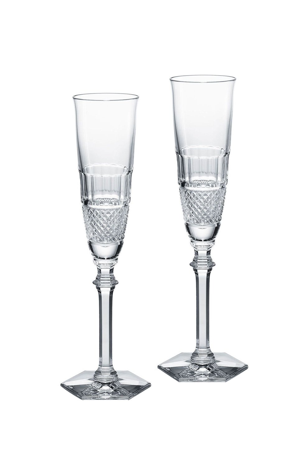 Набор из 2-х фужеров для шампанского diamant BACCARAT прозрачного цвета, арт. 2 807 400 | Фото 1 (Интерьер_коллекция: Diamant; Ограничения доставки: fragile-2)