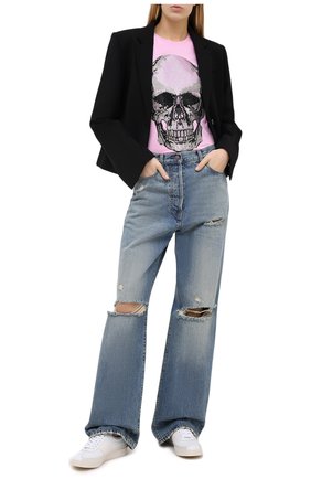 Женская хлопковая футболка PHILIPP PLEIN розового цвета по цене 67860 руб., арт. F20C WTK2057 PJY002N | Фото 2 Женская хлопковая футболка PHILIPP PLEIN розового цвета, арт. F20C WTK2057 PJY002N | Фото 2