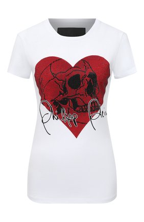 Женская хлопковая футболка PHILIPP PLEIN белого цвета по цене 36540 руб., арт. F20C WTK2071 PJY002N | Фото 1 Женская хлопковая футболка PHILIPP PLEIN белого цвета, арт. F20C WTK2071 PJY002N | Фото 1