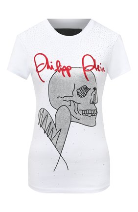 Женская хлопковая футболка PHILIPP PLEIN белого цвета по цене 41550 руб., арт. F20C WTK2072 PJY002N | Фото 1 Женская хлопковая футболка PHILIPP PLEIN белого цвета, арт. F20C WTK2072 PJY002N | Фото 1