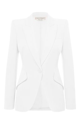 Женский шерстяной жакет ALEXANDER MCQUEEN белого цвета по цене 150500 руб., арт. 585442/QJAAC | Фото 1 Женский шерстяной жакет ALEXANDER MCQUEEN белого цвета, арт. 585442/QJAAC | Фото 1