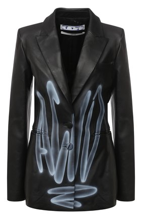 Женский кожаный жакет OFF-WHITE черного цвета по цене 230500 руб., арт. 0WJA042F20LEA0011001 | Фото 1 Женский кожаный жакет OFF-WHITE черного цвета, арт. 0WJA042F20LEA0011001 | Фото 1
