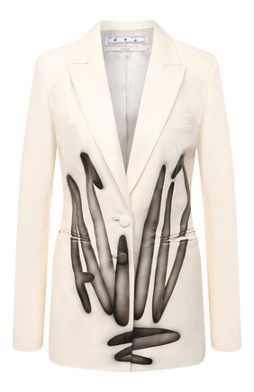 Женский кожаный жакет OFF-WHITE кремвого цвета по цене 230500 руб., арт. 0WJA042F20LEA0016110 | Фото 1 Женский кожаный жакет OFF-WHITE кремвого цвета, арт. 0WJA042F20LEA0016110 | Фото 1