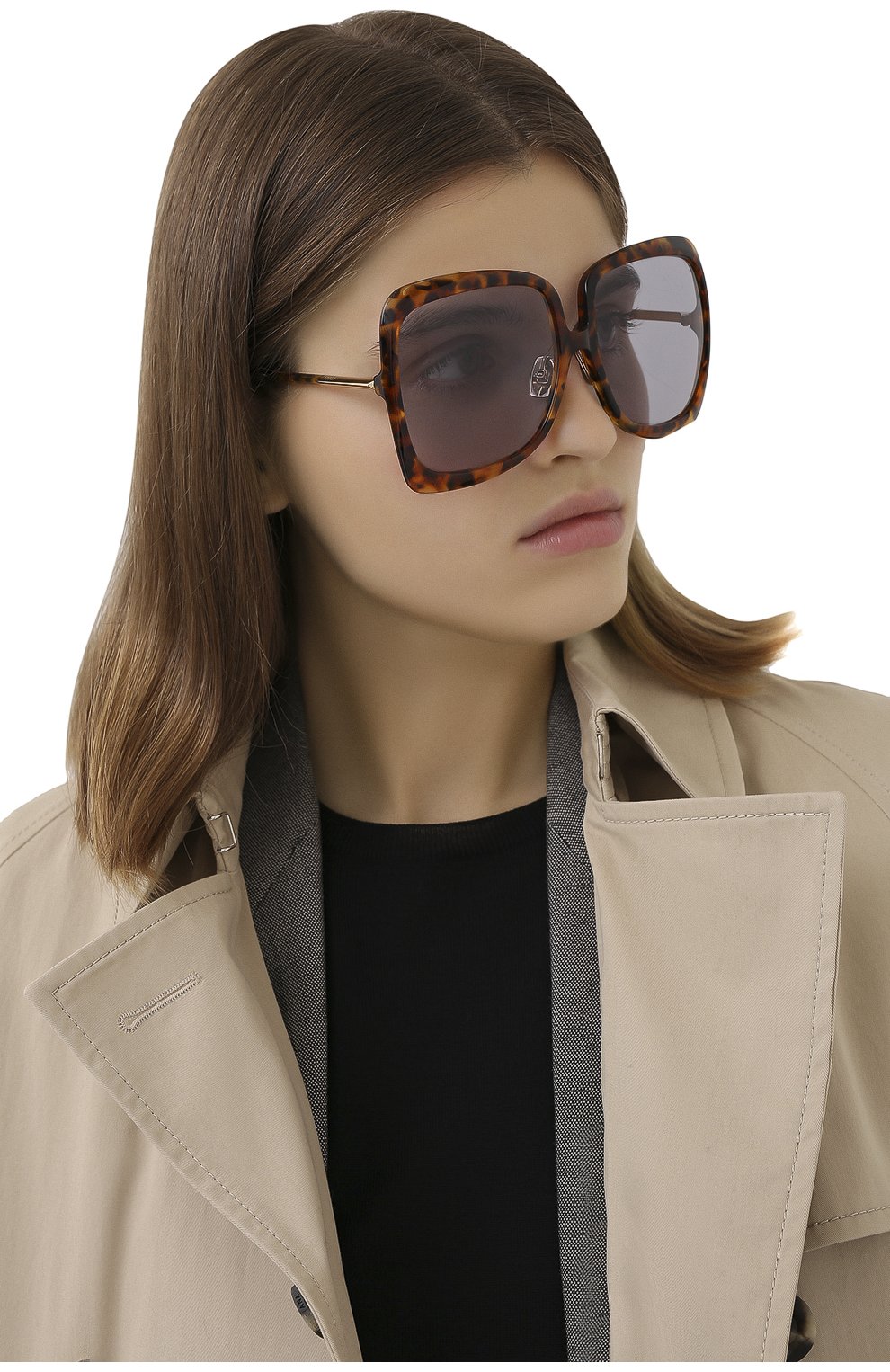 Женские солнцезащитные очки FENDI коричневого цвета, арт. 0429 9N4 | Фото 2 (Тип очков: С/з; Очки форма: Квадратные)