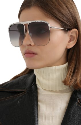 Женские солнцезащитные очки GIVENCHY серого цвета, арт. 7174 010 | Фото 2 (Тип очков: С/з; Очки форма: Маска, D-форма)