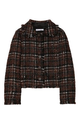 Детский твидовый жакет DOLCE & GABBANA коричневого цвета по цене 55750 руб., арт. L52E18/FQMHD/8-14 | Фото 1 Детский твидовый жакет DOLCE & GABBANA коричневого цвета, арт. L52E18/FQMHD/8-14 | Фото 1