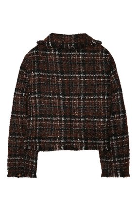 Детский твидовый жакет DOLCE & GABBANA коричневого цвета по цене 55750 руб., арт. L52E18/FQMHD/8-14 | Фото 2 Детский твидовый жакет DOLCE & GABBANA коричневого цвета, арт. L52E18/FQMHD/8-14 | Фото 2
