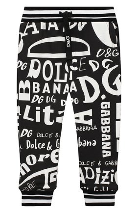 Детские хлопковые джоггеры DOLCE & GABBANA черно-белого цвета по цене 23750 руб., арт. L4JPR7/HS7D7/2-6 | Фото 1 Детские хлопковые джоггеры DOLCE & GABBANA черно-белого цвета, арт. L4JPR7/HS7D7/2-6 | Фото 1