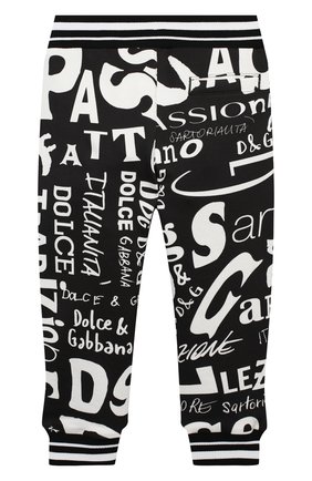 Детские хлопковые джоггеры DOLCE & GABBANA черно-белого цвета по цене 23750 руб., арт. L4JPR7/HS7D7/2-6 | Фото 2 Детские хлопковые джоггеры DOLCE & GABBANA черно-белого цвета, арт. L4JPR7/HS7D7/2-6 | Фото 2