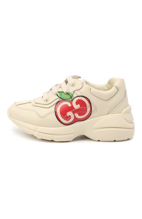 Детские кожаные кроссовки GUCCI белого цвета по цене 43500 руб., арт. 611808/DRW00 | Фото 2 Детские кожаные кроссовки GUCCI белого цвета, арт. 611808/DRW00 | Фото 2