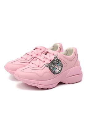Детские кожаные кроссовки GUCCI розового цвета по цене 40500 руб., арт. 629619/DRW00 | Фото 1 Детские кожаные кроссовки GUCCI розового цвета, арт. 629619/DRW00 | Фото 1