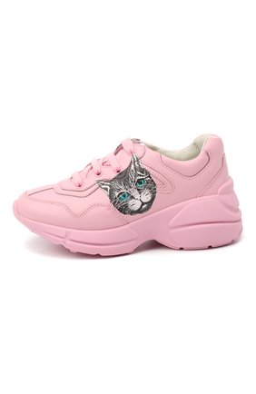 Детские кожаные кроссовки GUCCI розового цвета по цене 40500 руб., арт. 629619/DRW00 | Фото 2 Детские кожаные кроссовки GUCCI розового цвета, арт. 629619/DRW00 | Фото 2