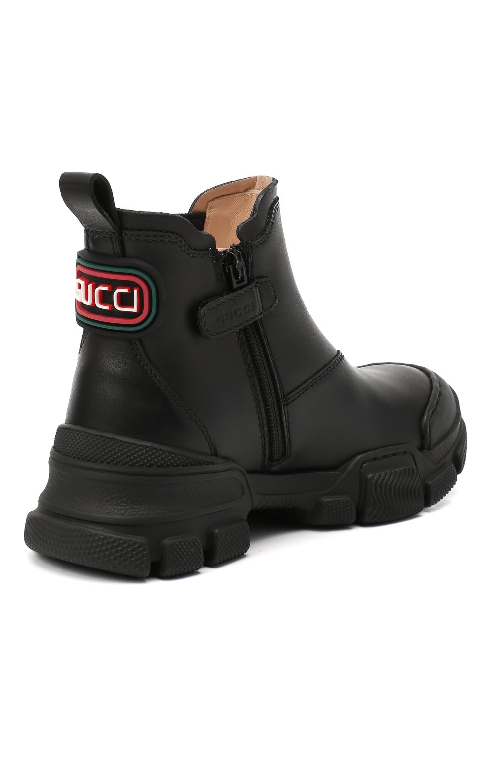 Детские кожаные ботинки GUCCI черного цвета, арт. 629738/DTN50 | Фото 3 (Материал внешний: Кожа; Материал внутренний: Натуральная кожа; Длина стельки: 13, 13,7, 16,5, 17,2)