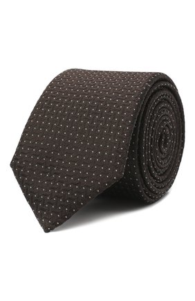 Мужской шелковый галстук BOSS коричневого цвета, арт. 50442029 | Фото 1 (Материал: Текстиль, Шелк; Принт: С принтом)