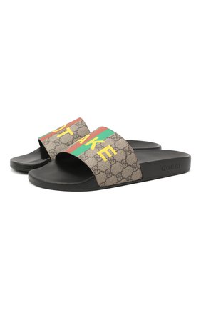Мужские шлепанцы «fake/not» GUCCI бежевого цвета по цене 26400 руб., арт. 636344/2GC00 | Фото 1 Мужские шлепанцы «fake/not» GUCCI бежевого цвета, арт. 636344/2GC00 | Фото 1