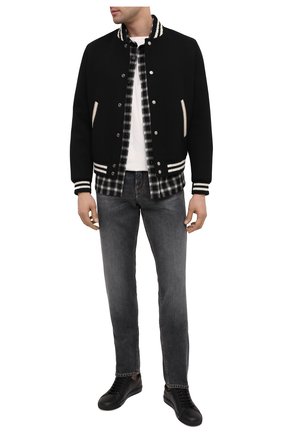 Мужская рубашка из шерсти и кашемира SAINT LAURENT черно-белого цвета по цене 73150 руб., арт. 625756/Y1B97 | Фото 2 Мужская рубашка из шерсти и кашемира SAINT LAURENT черно-белого цвета, арт. 625756/Y1B97 | Фото 2