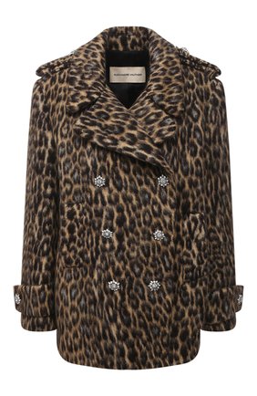Женское шерстяное пальто ALEXANDRE VAUTHIER леопардового цвета, арт. 203C0A1301 1314-203 | Фото 1 (Рукава: Длинные; Материал внешний: Шерсть; Материал подклада: Купро; Длина (верхняя одежда): Короткие; Стили: Гламурный; 1-2-бортные: Двубортные)