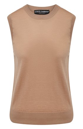 Женский кашемировый топ DOLCE & GABBANA бежевого цвета по цене 47100 руб., арт. FX826T/JAW3F | Фото 1 Женский кашемировый топ DOLCE & GABBANA бежевого цвета, арт. FX826T/JAW3F | Фото 1 (Материал внешний: Шерсть, Кашемир; Длина (для топов): Стандартные; Рукава: Без рукавов; Стили: Кэжуэл; Кросс-КТ: без рукавов)