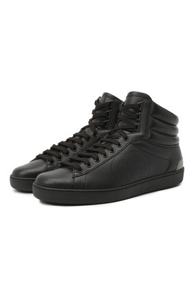 Мужские кожаные кеды ace GUCCI черного цвета по цене 47300 руб., арт. 625672/1XG10 | Фото 1 Мужские кожаные кеды ace GUCCI черного цвета, арт. 625672/1XG10 | Фото 1