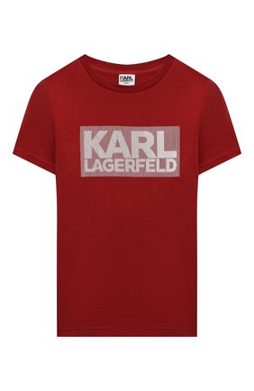 Детская хлопковая футболка KARL LAGERFELD KIDS бордового цвета по цене 6840 руб., арт. Z25241 | Фото 1 Детская хлопковая футболка KARL LAGERFELD KIDS бордового цвета, арт. Z25241 | Фото 1