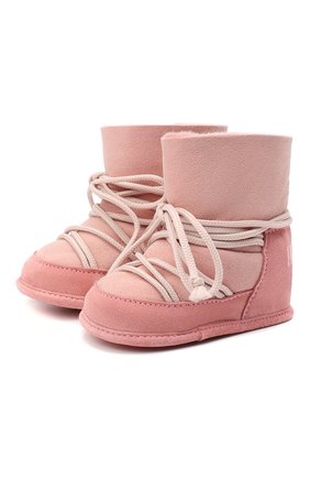 Детского замшевые ботинки INUIKII розового цвета, арт. 68302-50 | Фото 1 (Материал утеплителя: Натуральный мех; Материал внешний: Кожа)