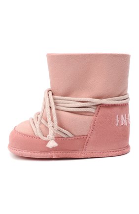 Детского замшевые ботинки INUIKII розового цвета, арт. 68302-50 | Фото 2 (Материал утеплителя: Натуральный мех; Материал внешний: Кожа)