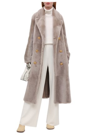 Женская шуба из овчины BALLY серого цвета по цене 375500 руб., арт. L0PE244L-3S053/206 | Фото 2 Женская шуба из овчины BALLY серого цвета, арт. L0PE244L-3S053/206 | Фото 2