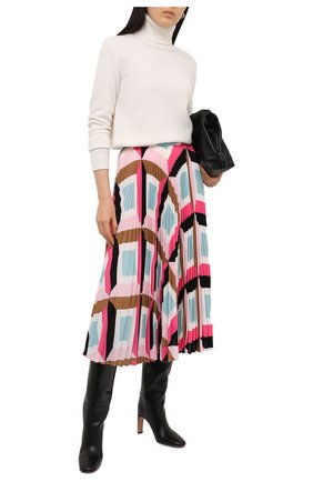 Женская плиссированная юбка ESCADA розового цвета, арт. 5033520 | Фото 2 (Длина Ж (юбки, платья, шорты): Миди; Материал внешний: Синтетический материал; Женское Кросс-КТ: Юбка-одежда, юбка-плиссе; Стили: Романтичный)