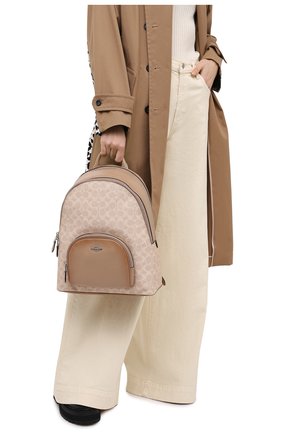 Женский рюкзак carrie COACH светло-бежевого цвета, арт. 1028 | Фото 5 (Материал: Пластик, Резина, Экокожа; Стили: Кэжуэл; Размер: large)