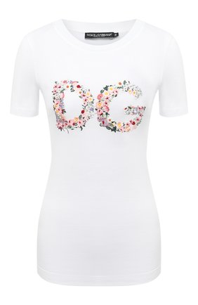 Женская хлопковая футболка DOLCE & GABBANA белого цвета по цене 69950 руб., арт. F8M68Z/G7XME | Фото 1 Женская хлопковая футболка DOLCE & GABBANA белого цвета, арт. F8M68Z/G7XME | Фото 1