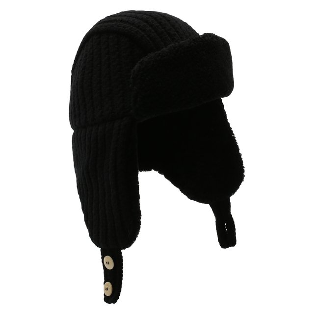 фото Шерстяная шапка-ушанка с меховой подкладкой inverni