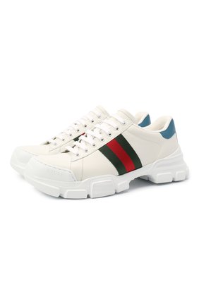 Мужские кожаные кроссовки GUCCI белого цвета по цене 57000 руб., арт. 624701/0FI60 | Фото 1 Мужские кожаные кроссовки GUCCI белого цвета, арт. 624701/0FI60 | Фото 1
