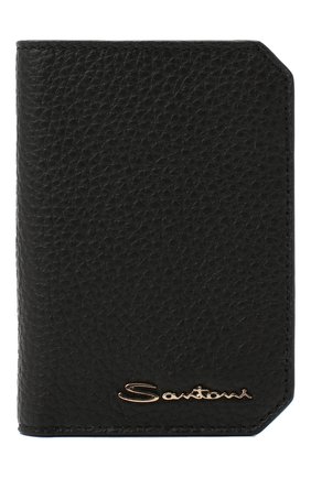 Мужской кожаный футляр для кредитных карт SANTONI черного цвета, арт. UFPPA2024F0-HMA1N01 | Фото 1 (Материал: Натуральная кожа)